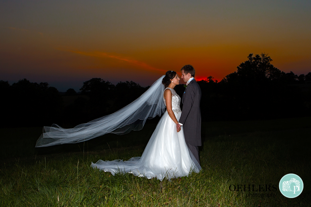 sunset shot with Bride and Groom