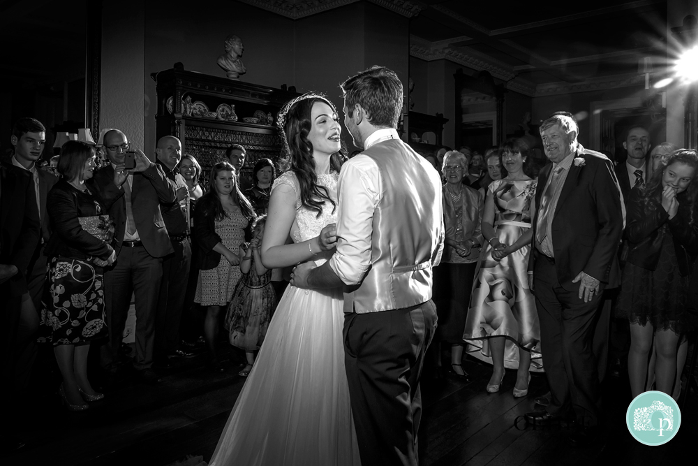 Black and White photo of First Dance at Prestwold Hall