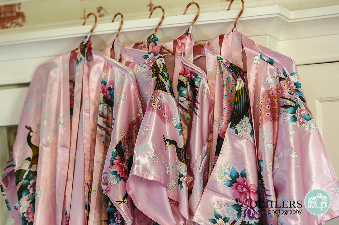 Bridesmaids pink chinese silk dressing gowns