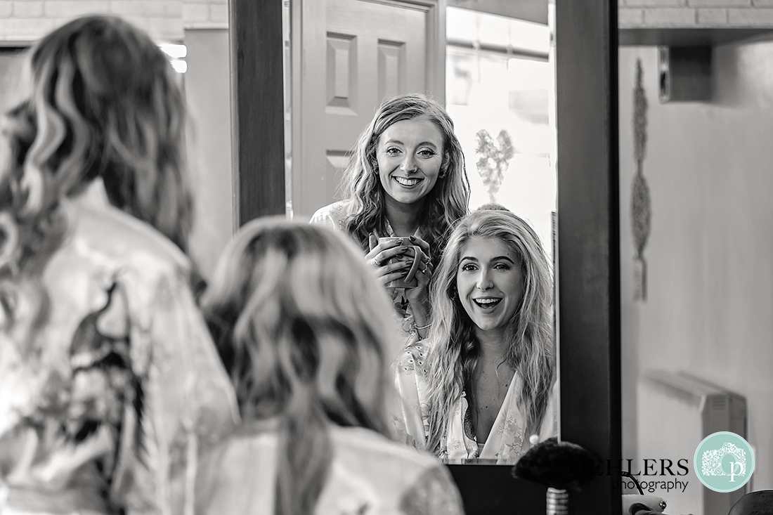 Bride and Maid of Honour in the mirror