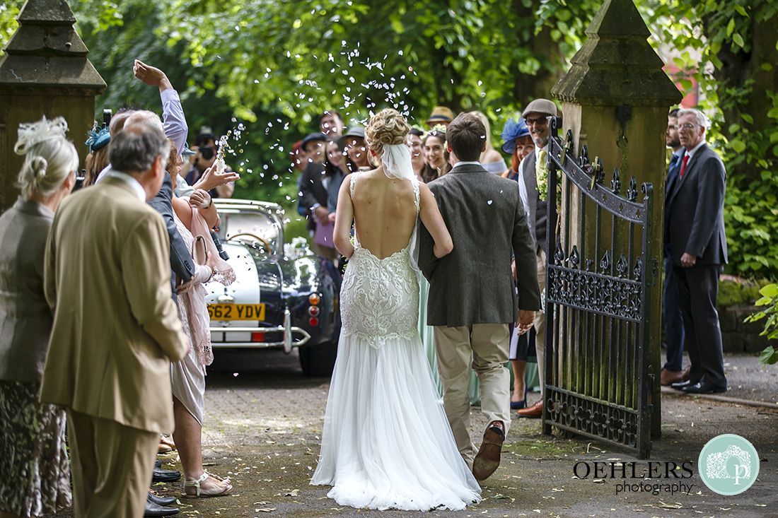 Walking towards the confetti