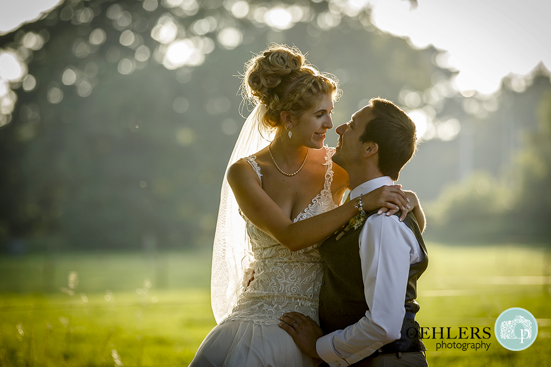 A summers evening shot of Bride and Groom