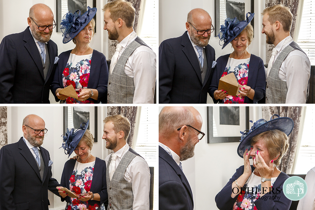 Groom gives mum a gift