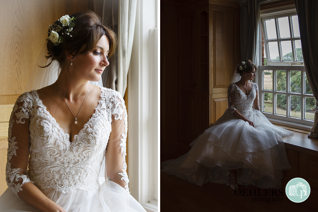 Swancar Farm Wedding Photography-Bride looking pensively out of the window