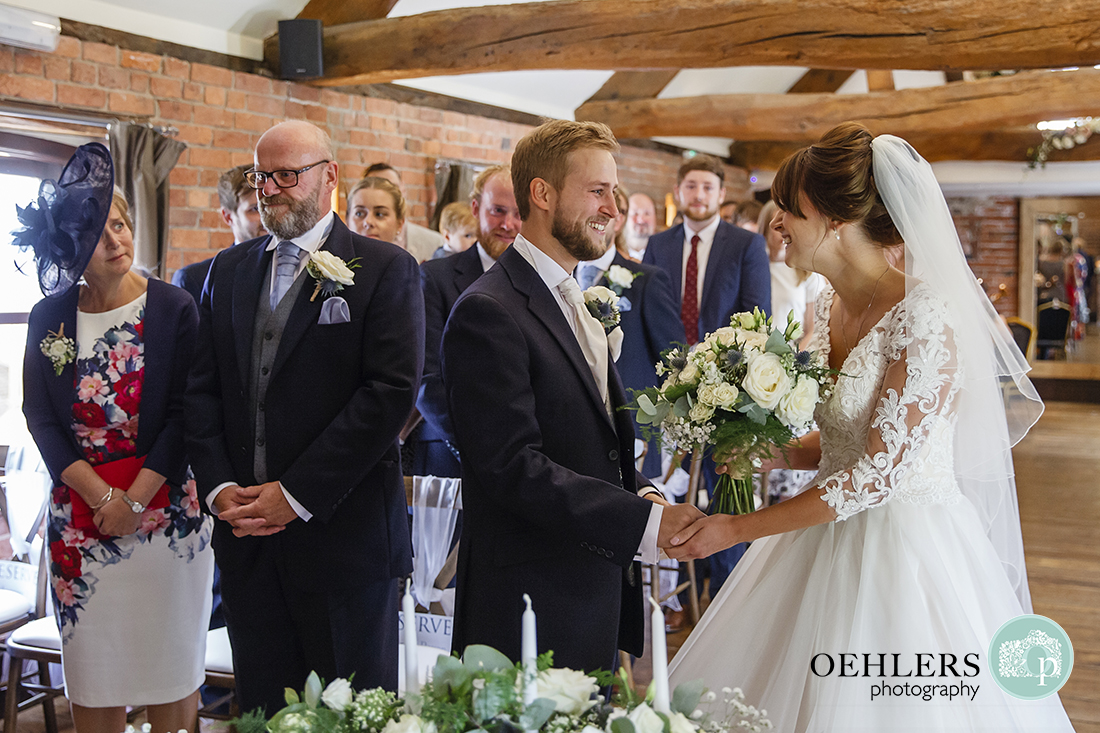 Swancar Farm Wedding Photography-Bride sees her Groom at the end of the aisle