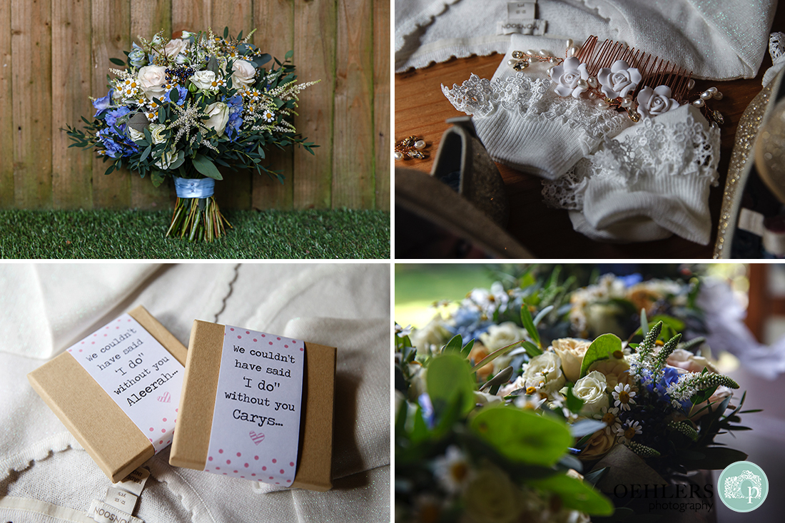 photographs of wedding flowers and other accessories