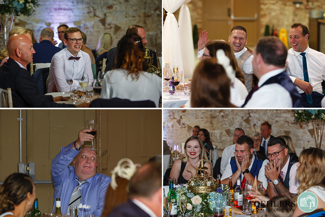 wedding guests enjoying the wedding breakfast and speeches