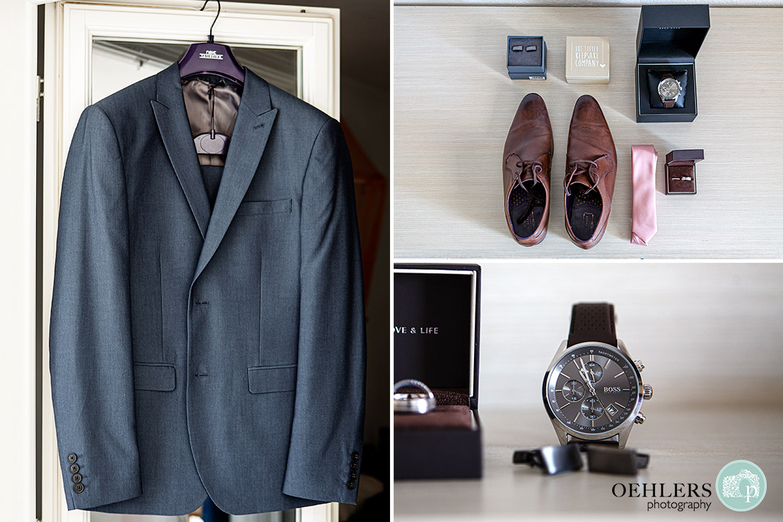 Destination Wedding Photographers - Photographs of the groom's accessories and suit.