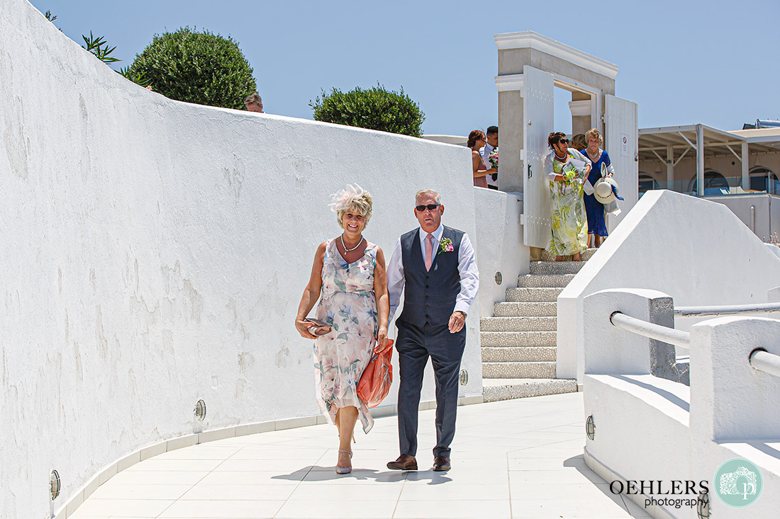 Guests arriving at the Santos Winery wedding celebration area.