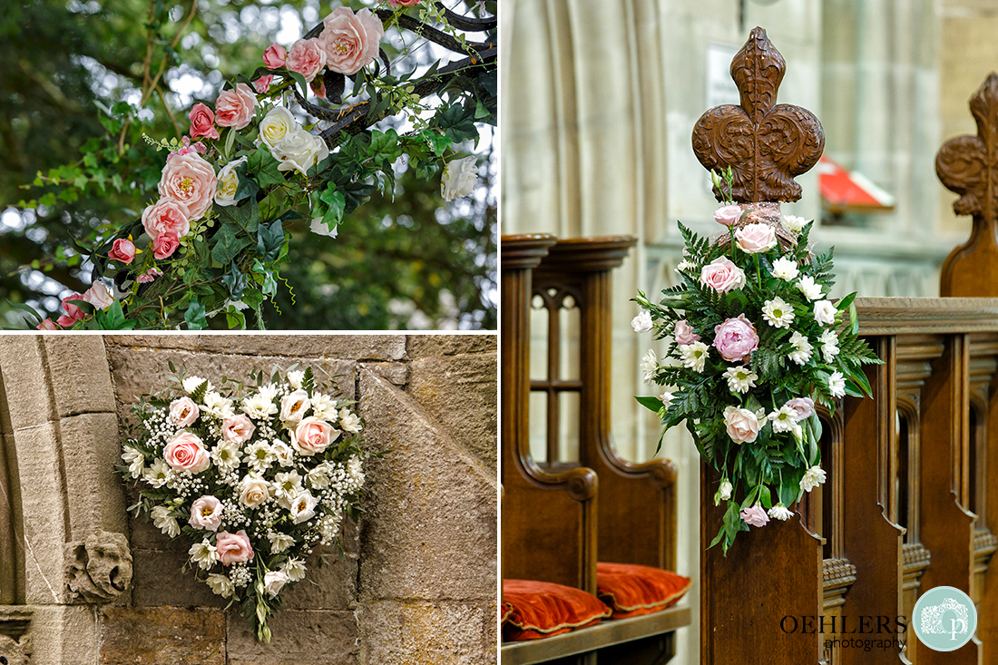 Osmaston Park wedding photography - Flower details at the church.